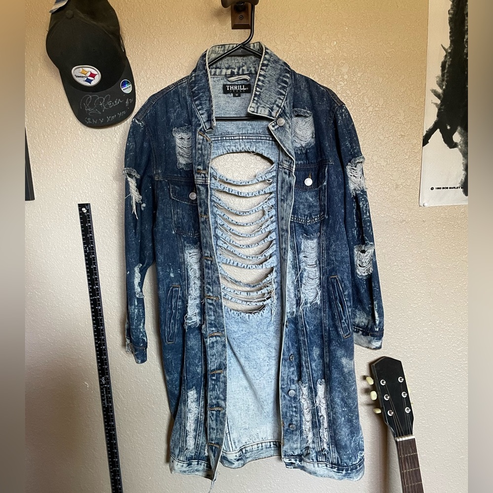 “Destroyed” denim Jean Jacket